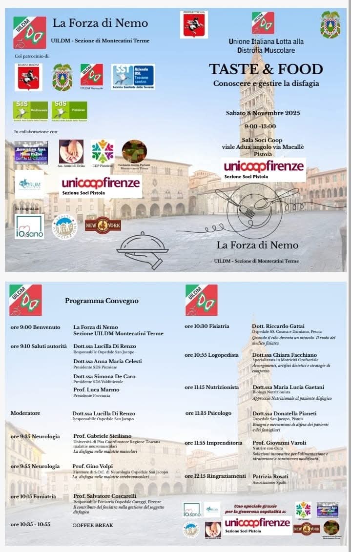 Locandina del convegno Taste & Food con il programma